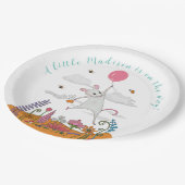 Assiettes En Carton Petite souris blanche avec baby shower à ballon (Angle)