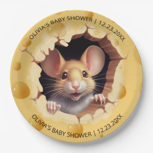 Assiettes En Carton Petite souris dans le Baby shower au fromage