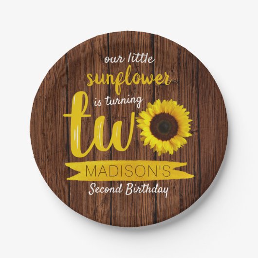 Assiettes En Carton Petite tournesol 2e plaque papier d'anniversaire (Devant)
