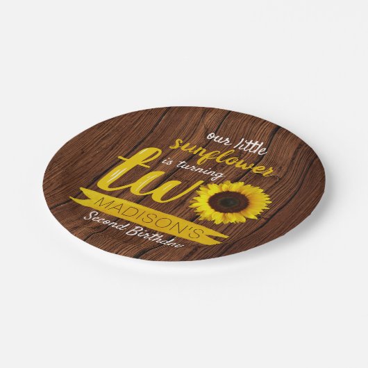 Assiettes En Carton Petite tournesol 2e plaque papier d'anniversaire (Angle)