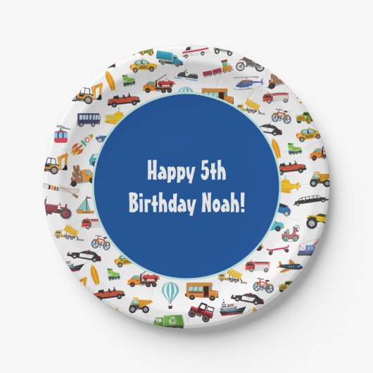 Assiettes En Carton Petite voiture Motif véhicule enfant fête d'annive (Devant)