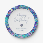 Assiettes En Carton Petites filles de la mignonne sirène fête d'annive (Devant)