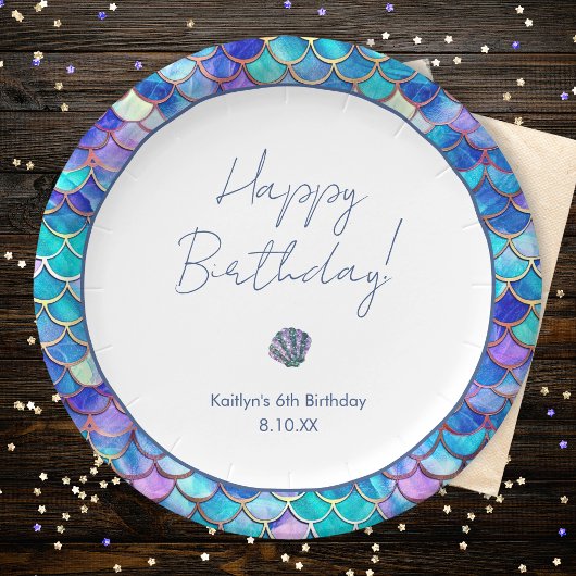 Assiettes En Carton Petites filles de la mignonne sirène fête d'annive