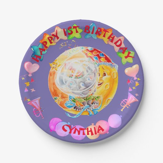 Assiettes En Carton Petites Filles Personnalisées Plaques De Papier D' (Devant)