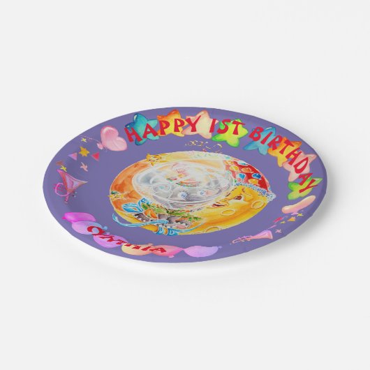 Assiettes En Carton Petites Filles Personnalisées Plaques De Papier D' (Angle)