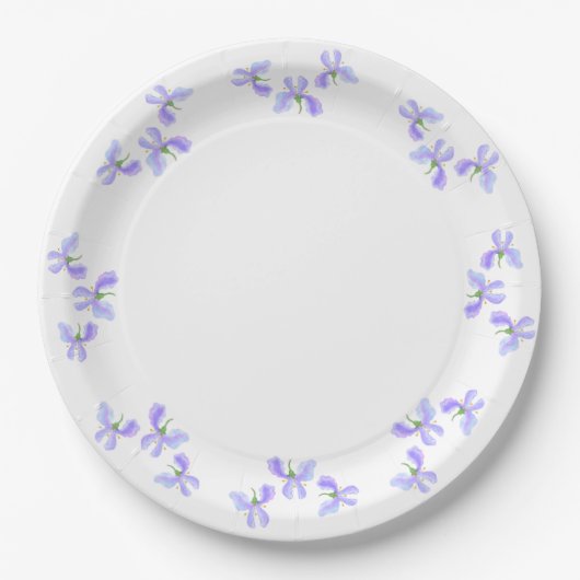 Assiettes En Carton Petites fleurs d'Iris (Devant)
