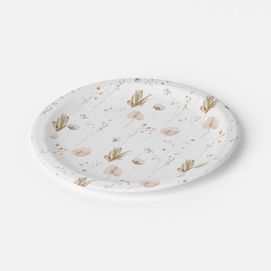 Assiettes En Carton Petites fleurs sauvages Champ Motif d'aquarelle (Angle)