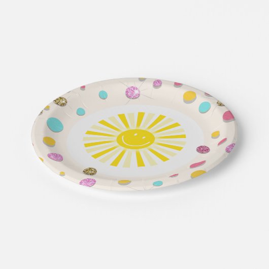 Assiettes En Carton Petites plaques de papier soleil Anniversaire fill (Angle)