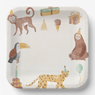 Assiettes En Carton Petits animaux de la jungle