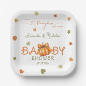 Assiettes En Carton Petits Baby showers Citrouilles - Feuilles automna (Recto)