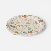 Assiettes En Carton Petits Dinosaures Beige Neutre Tons (Angle)