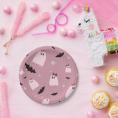 Assiettes En Carton Petits fantômes avec arcs Halloween rose (Fête)