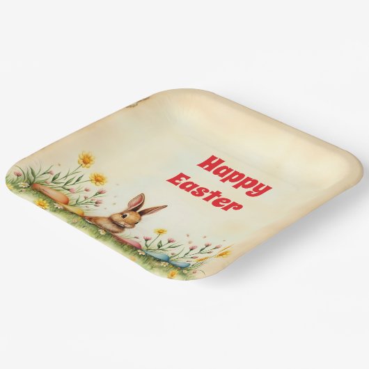 Assiettes En Carton Petits Lapins Et Oeufs De Pâques Collection Popula (Angulaire)