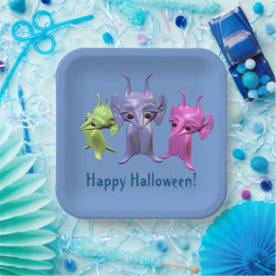 Assiettes En Carton Petits Martiens, Happy Halloween, Pape personnalis