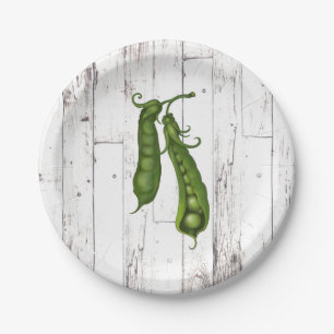 Assiettes En Carton Petits Pois Blancs Bois Rustique Maison de Campagn