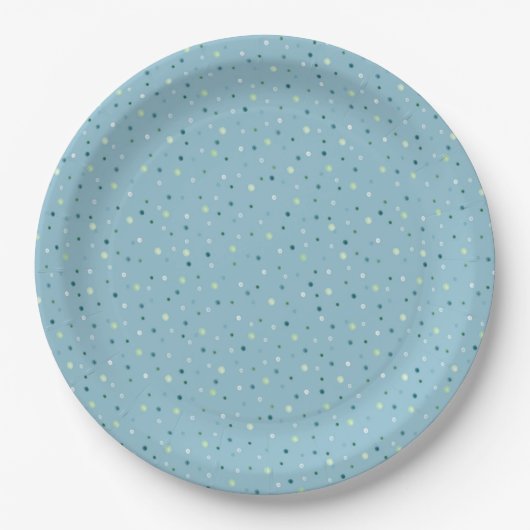 Assiettes En Carton Petits pois bleu clair. (Devant)