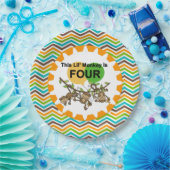 Assiettes En Carton Petits singes Plaques de papier 4e anniversaire (Fête)