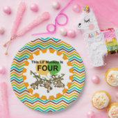 Assiettes En Carton Petits singes Plaques de papier 4e anniversaire (Fête)