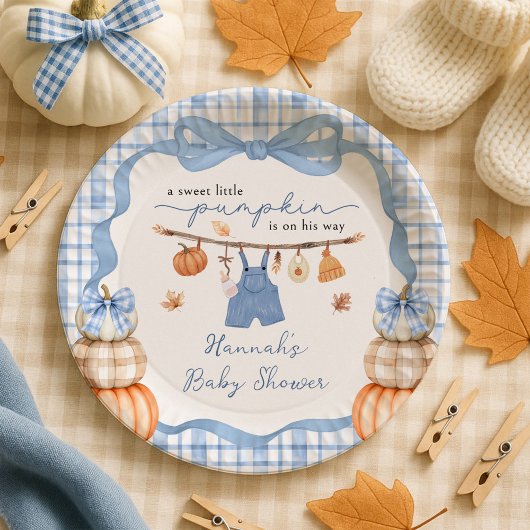 Assiettes En Carton Petits vêtements Citrouilles Baby shower d'automne