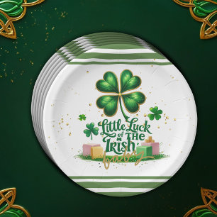 Assiettes En Carton Peu de chance pour le Baby shower d'or Shamrock ir