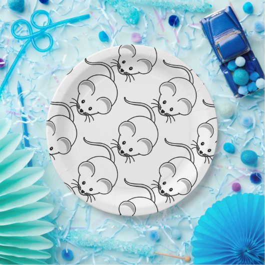 Assiettes En Carton Peu de motif graphique de souris (Fête)