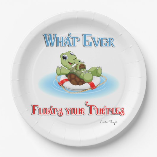 Assiettes En Carton Peu importe ce qui flotte vos tortues (Devant)