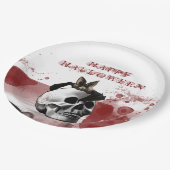 Assiettes En Carton Peur crâne sanglant Happy Halloween Party (Angle)