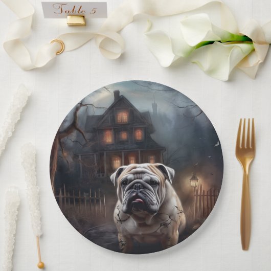 Assiettes En Carton Peur d'Halloween Bulldog (Mariage)