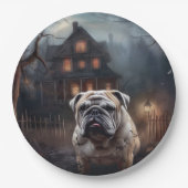 Assiettes En Carton Peur d'Halloween Bulldog (Devant)