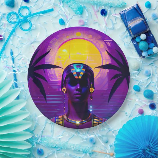 Assiettes En Carton Pharaon Synthwave (Fête)