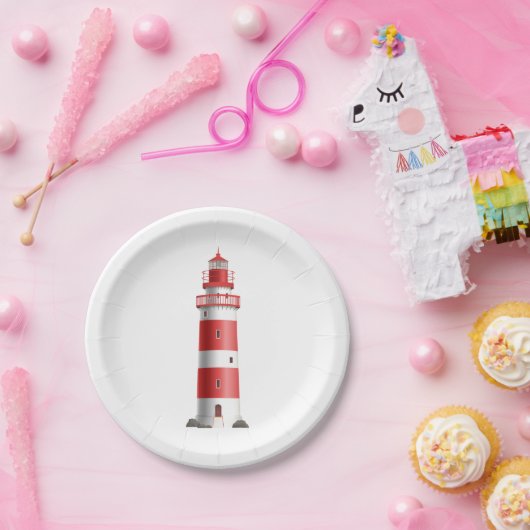 Assiettes En Carton Phare Mariage nautique Plage été Océan (Fête)
