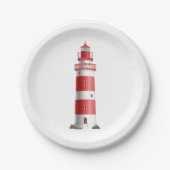 Assiettes En Carton Phare Mariage nautique Plage été Océan (Devant)