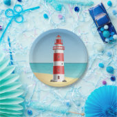 Assiettes En Carton Phare Mariage nautique Plage été Océan (Fête)