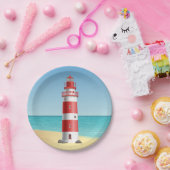 Assiettes En Carton Phare Mariage nautique Plage été Océan (Fête)