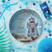 Assiettes En Carton Phare Océan Bleu Nautique Rustique Côté (Fête)