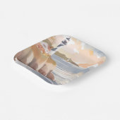 Assiettes En Carton Phare sur la rive | Océan aquarelle (Angulaire)