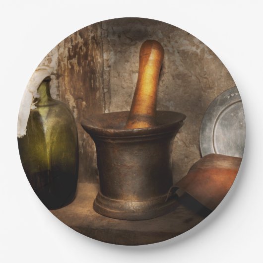 Assiettes En Carton Pharmacie - pilon - remèdes domestiques (Devant)