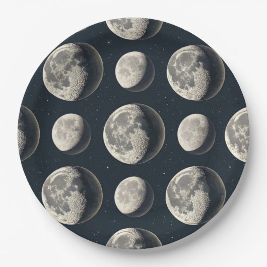 Assiettes En Carton Phase de lune céleste (2) (Devant)