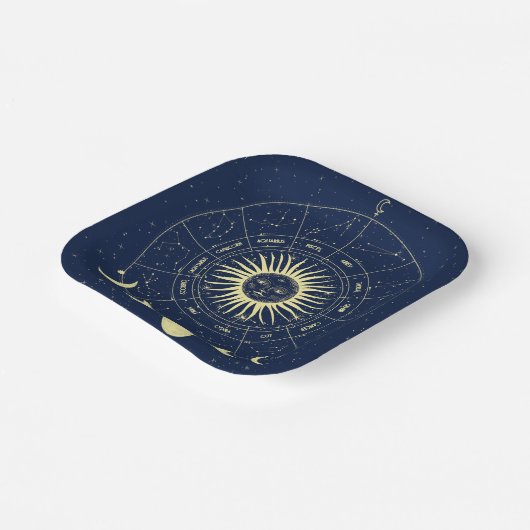 Assiettes En Carton Phases de la lune solaire céleste Zodiac (Angulaire)