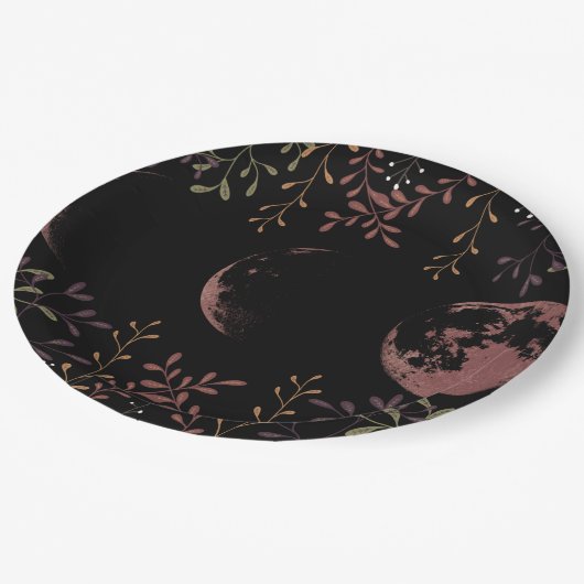 Assiettes En Carton Phases de lune foncée (Angle)