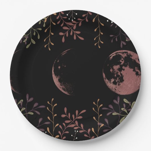 Assiettes En Carton Phases de lune foncée (Devant)