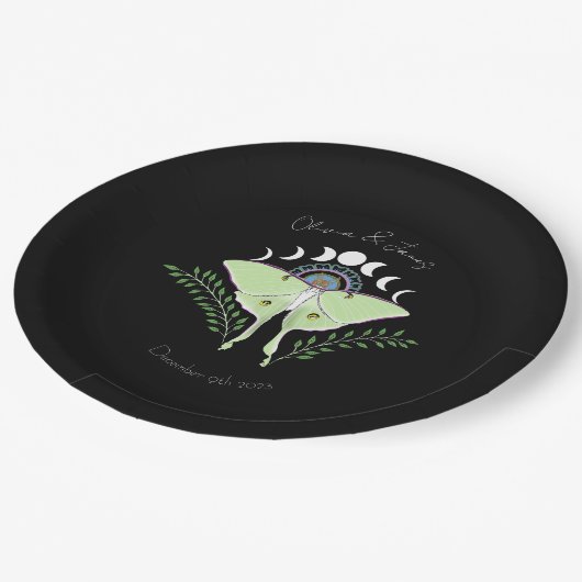 Assiettes En Carton Phases Luna Moth Moon (Angle)