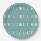 Assiettes En Carton Phases Lune turquoise (Devant)