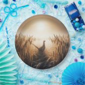 Assiettes En Carton Pheasant dans une campagne de blé d'automne (Fête)