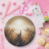 Assiettes En Carton Pheasant dans une campagne de blé d'automne (Fête)