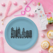 Assiettes En Carton Philadelphia Skyline Silhouette  (Fête)