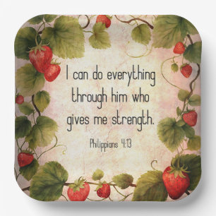 Assiettes En Carton Philippians 4:13 Verset de la Bible sur un design 