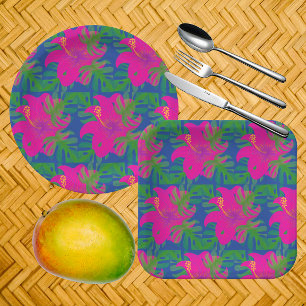 Assiettes En Carton Philodendron d'Hibiscus de la Forêt Tropicale