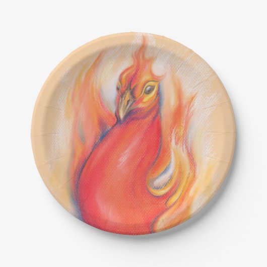 Assiettes En Carton Phoenix aux Flames Pastel Art (Devant)