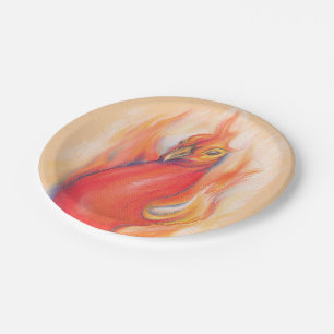 Assiettes En Carton Phoenix dans l'art de pastel de flammes
